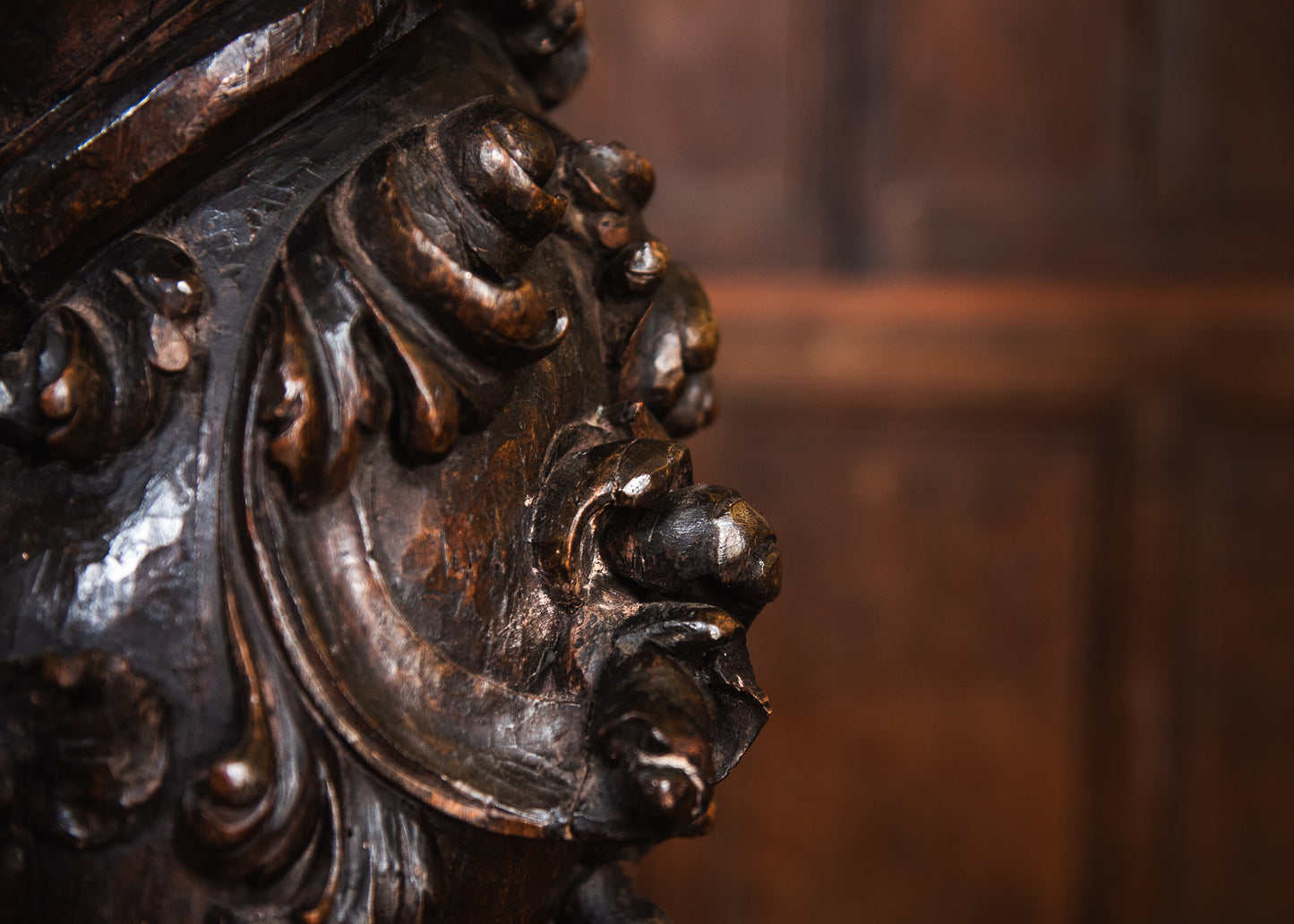 A Large Carved Walnut Solomonic Column