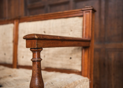 A George IV Oak & Upholstered Billiard Room or Hall Bench