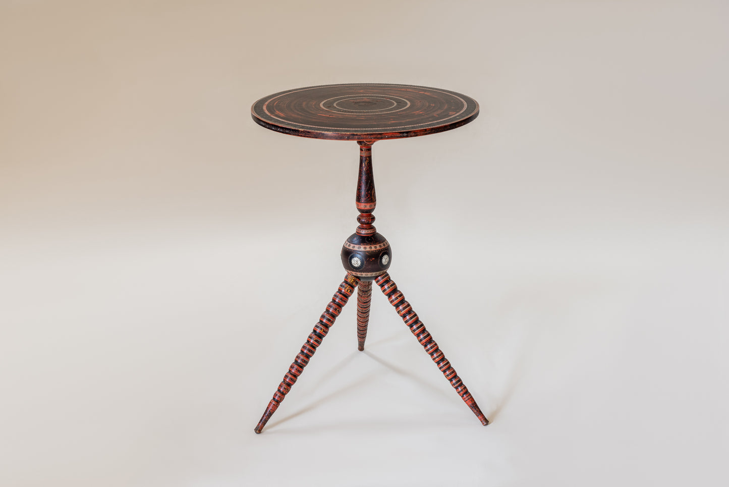 A Polychrome Decorated Tripod Table