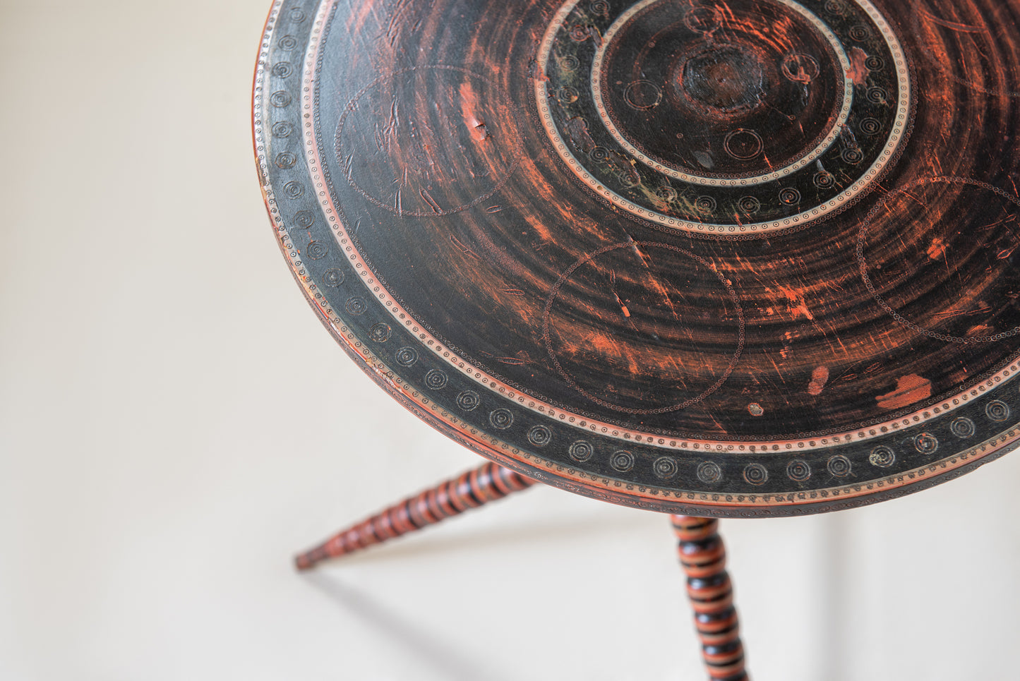 A Polychrome Decorated Tripod Table