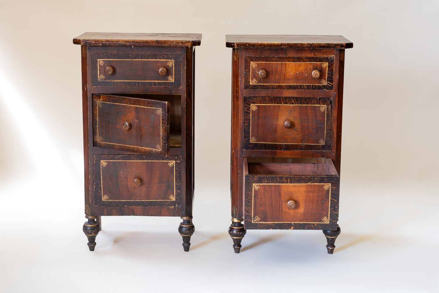 A Pair of North Italian Bedside Cabinets
