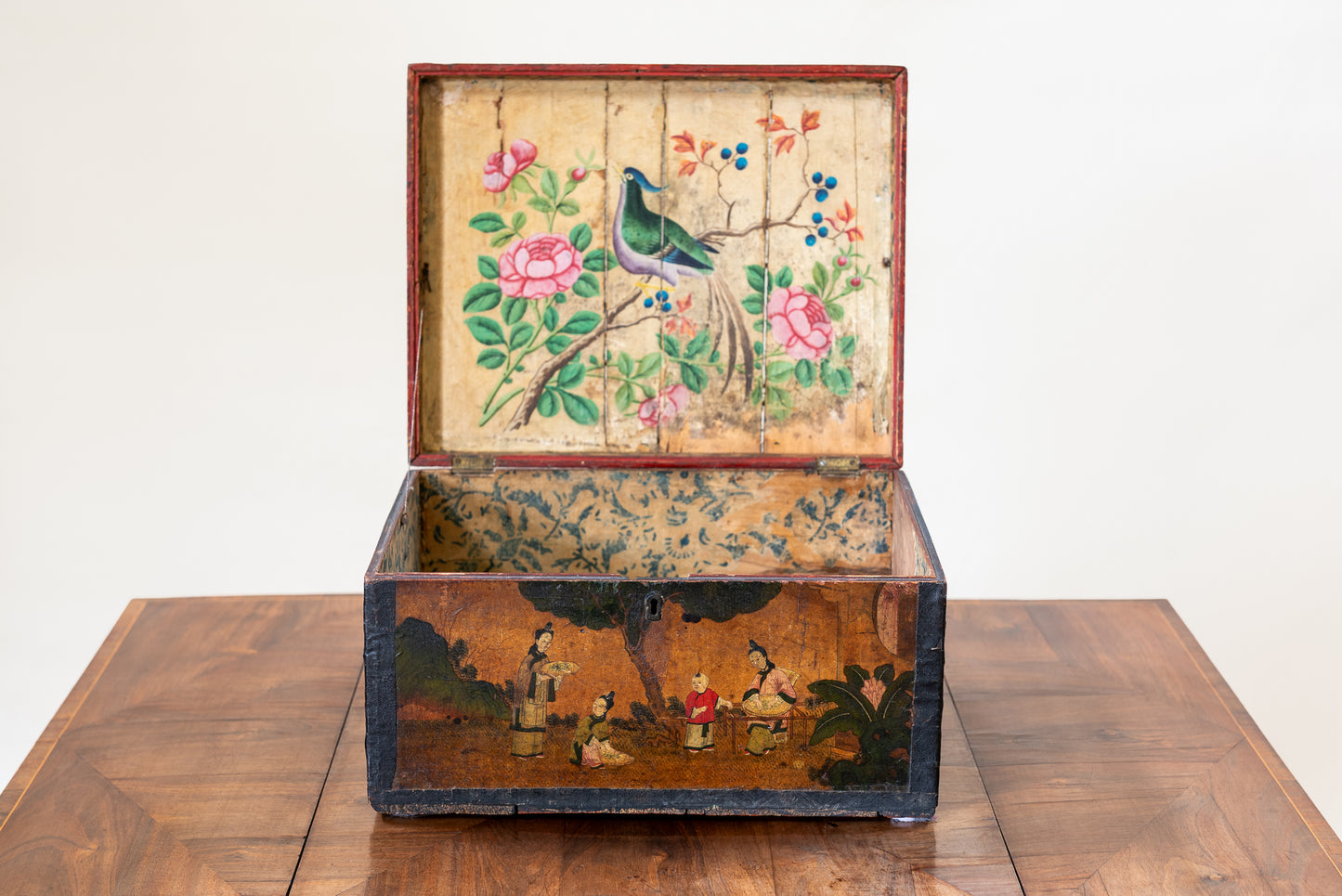 A Chinese-Export Polychrome Painted Small Trunk