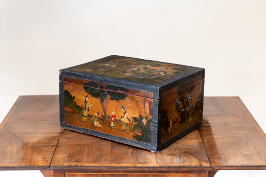 A Chinese-Export Polychrome Painted Small Trunk