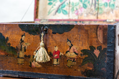 A Chinese-Export Polychrome Painted Small Trunk