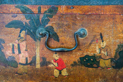 A Chinese-Export Polychrome Painted Small Trunk