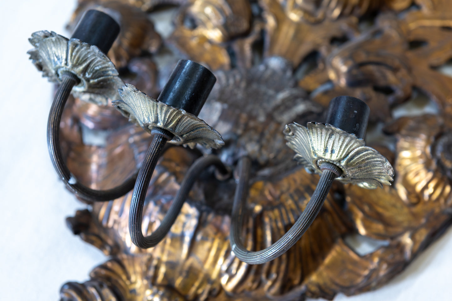 A Large Pair of Repousse Wall Sconces
