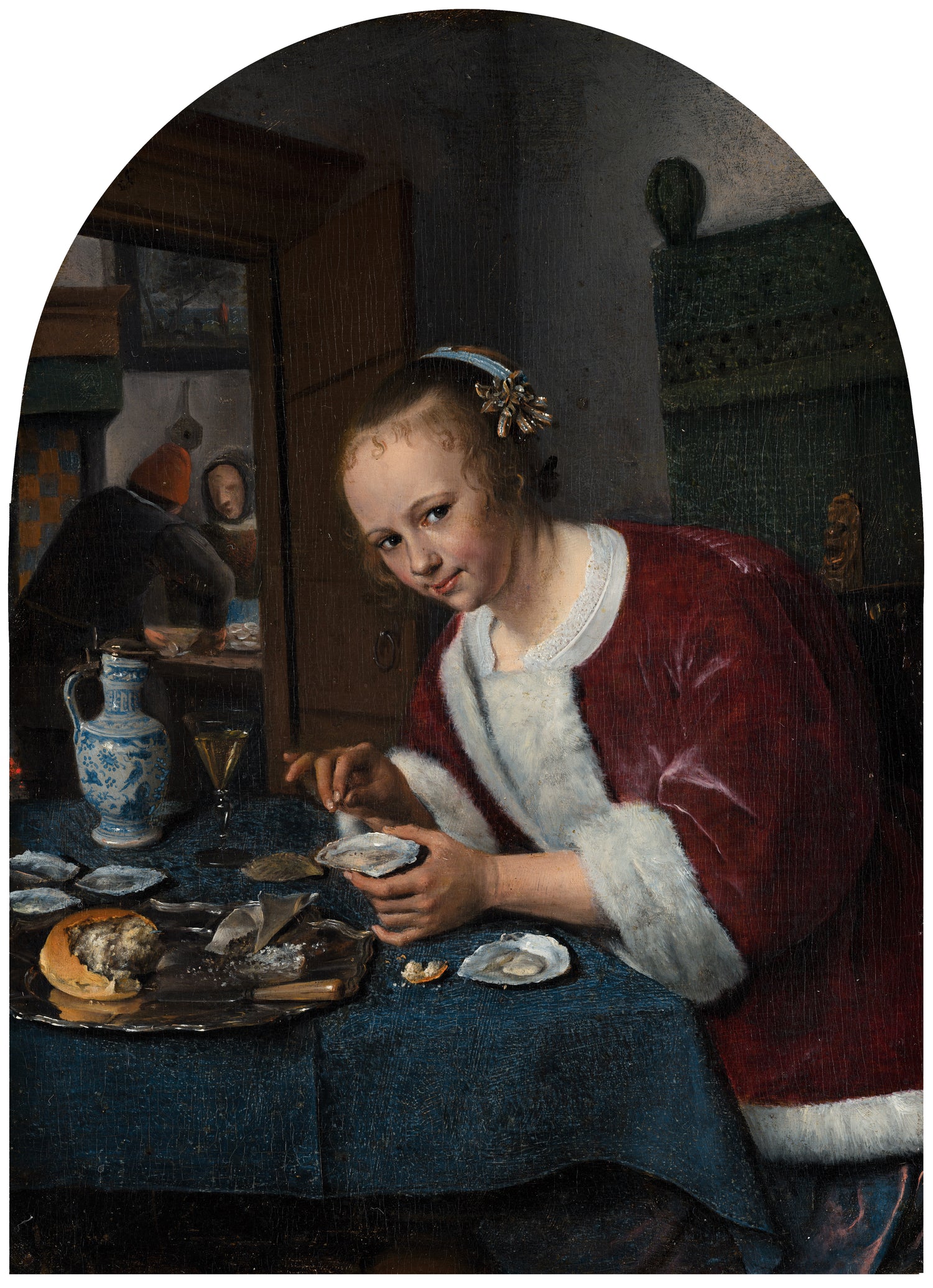 A Young Woman Shucking Oysters